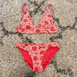 Aerie Red Floral Bikini Set